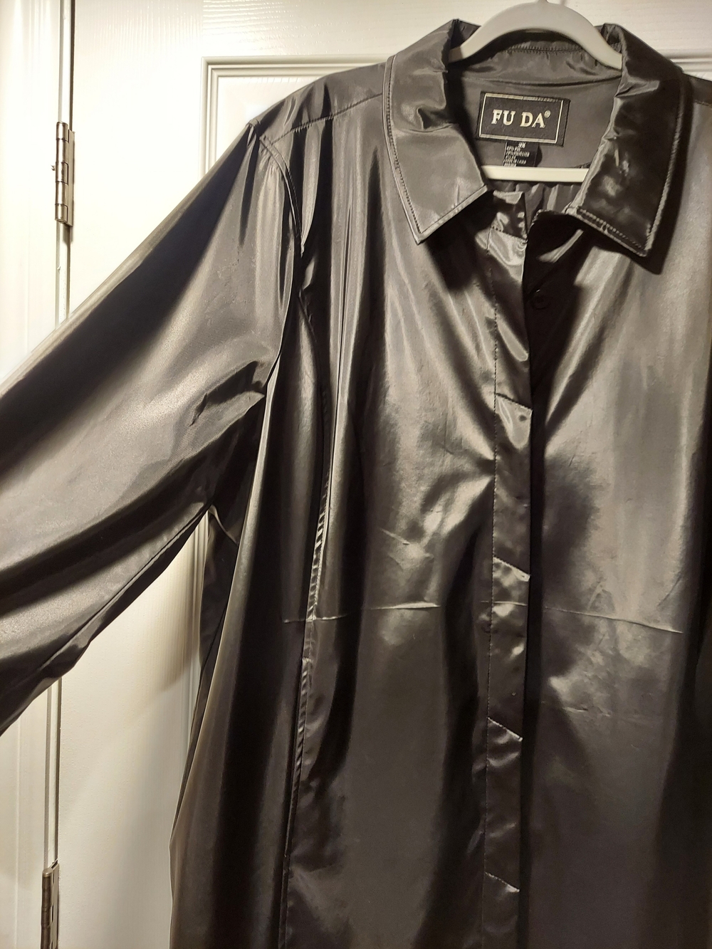 FUDA Black Fabric,All -Weather Trench Coat